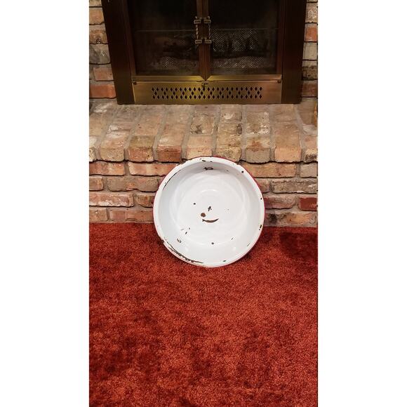 Vintage Enamelware Basin, Large Round, Farmhouse Primitive, Country Rustic - Picture 1 of 4